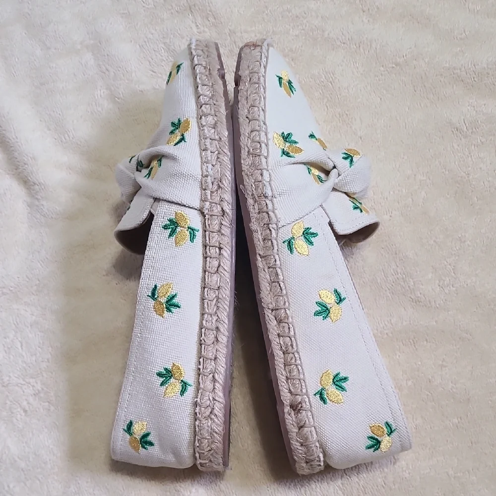 Talbots Lemon Embroidered Espadrille Flats Izzy Lemon Knotted Canvas Espadrilles
